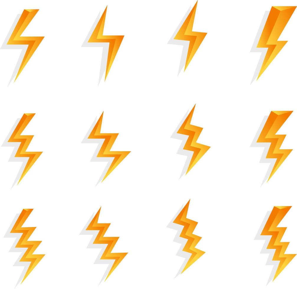 3d thunder and power image, logo, icon vector