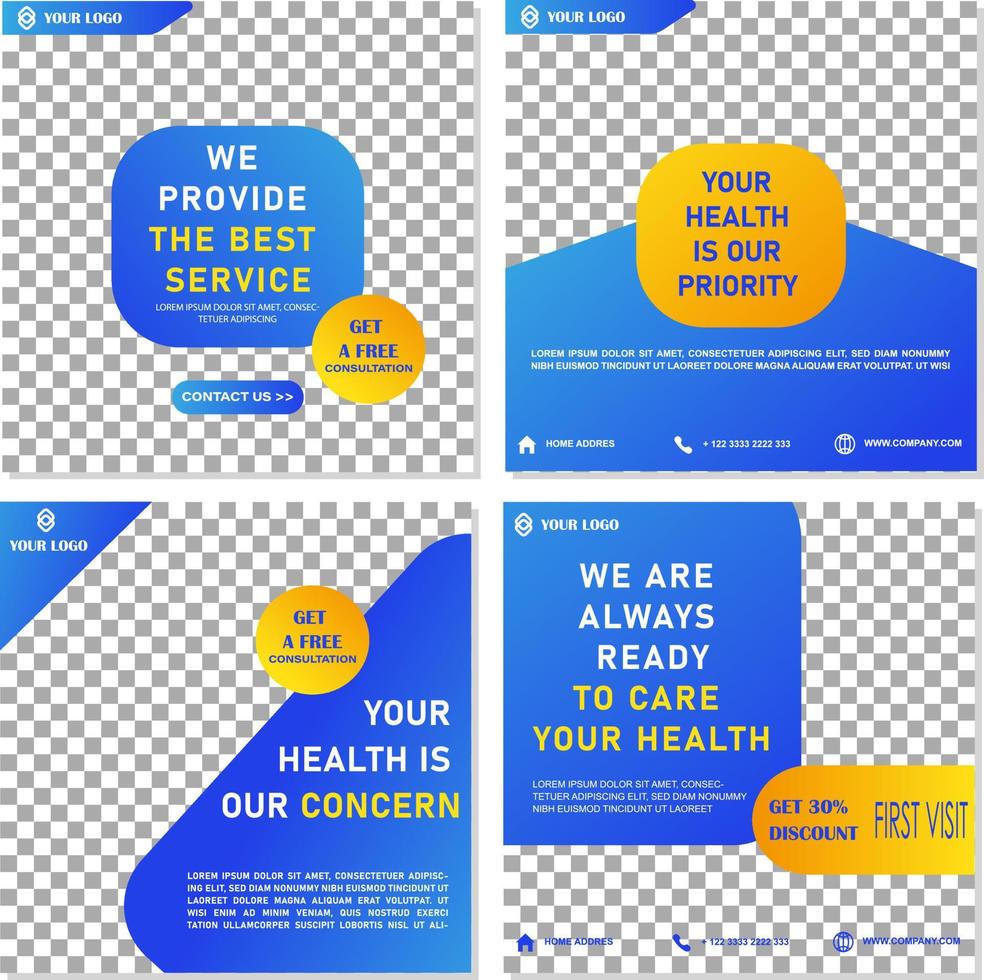 social media template health care with blue color vector