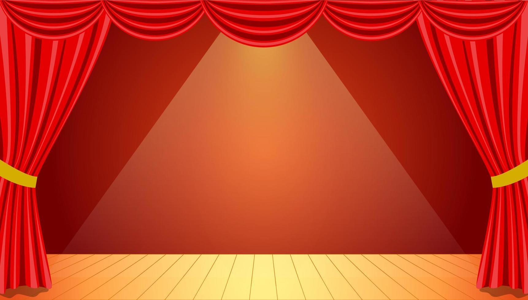 Escenario de teatro dramático en glamour rojo diseño, espacio de copia vector