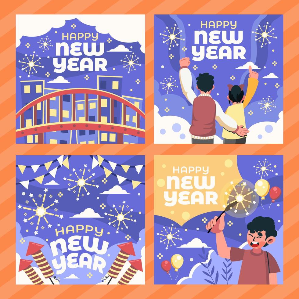 Celebrating New Year with Fireworks vector