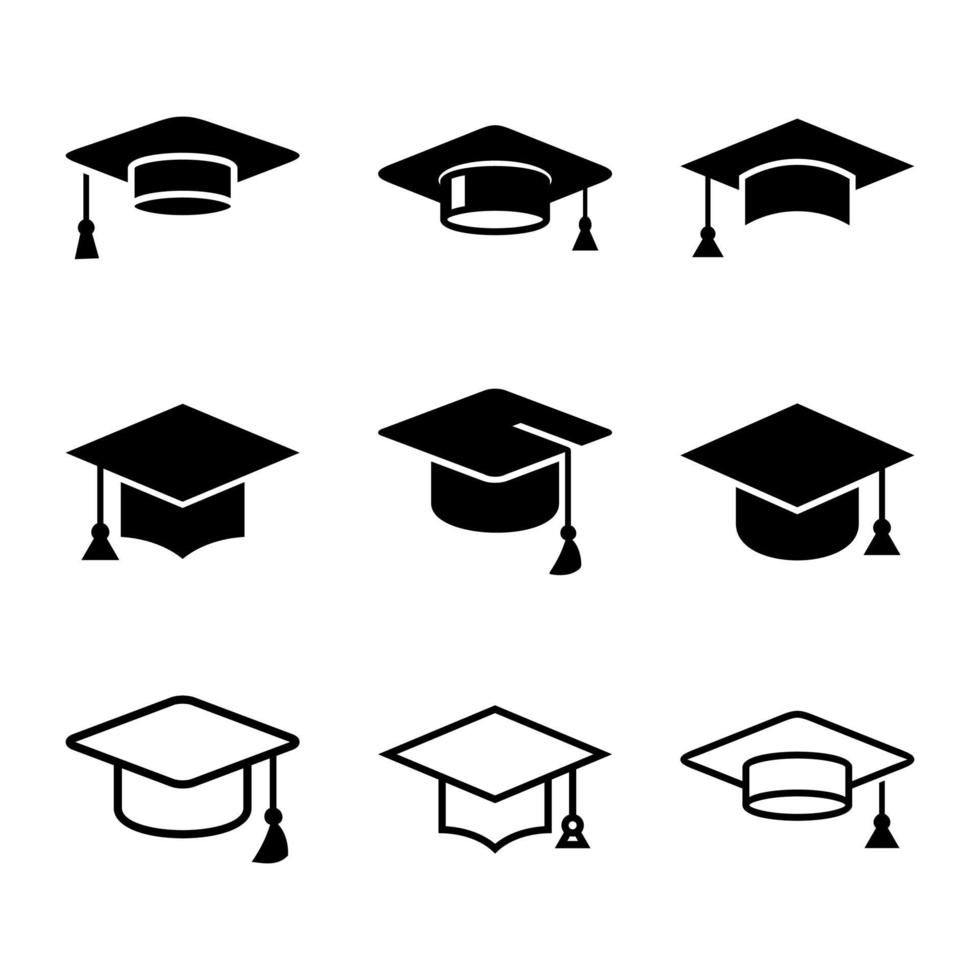 Graduate Cap Set Icon Template Illustration Design vector