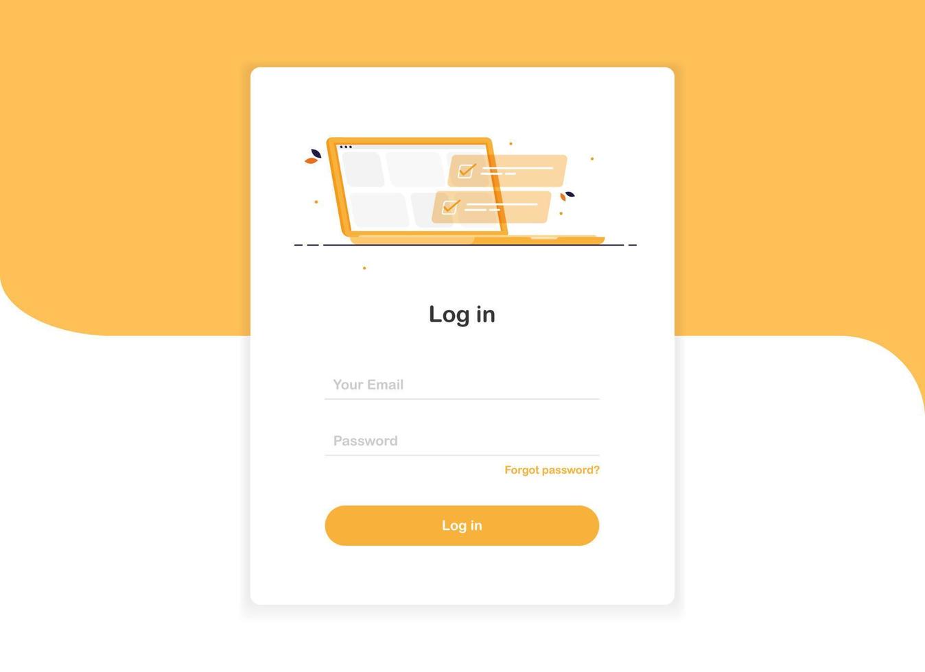 Login ui template with laptop vector