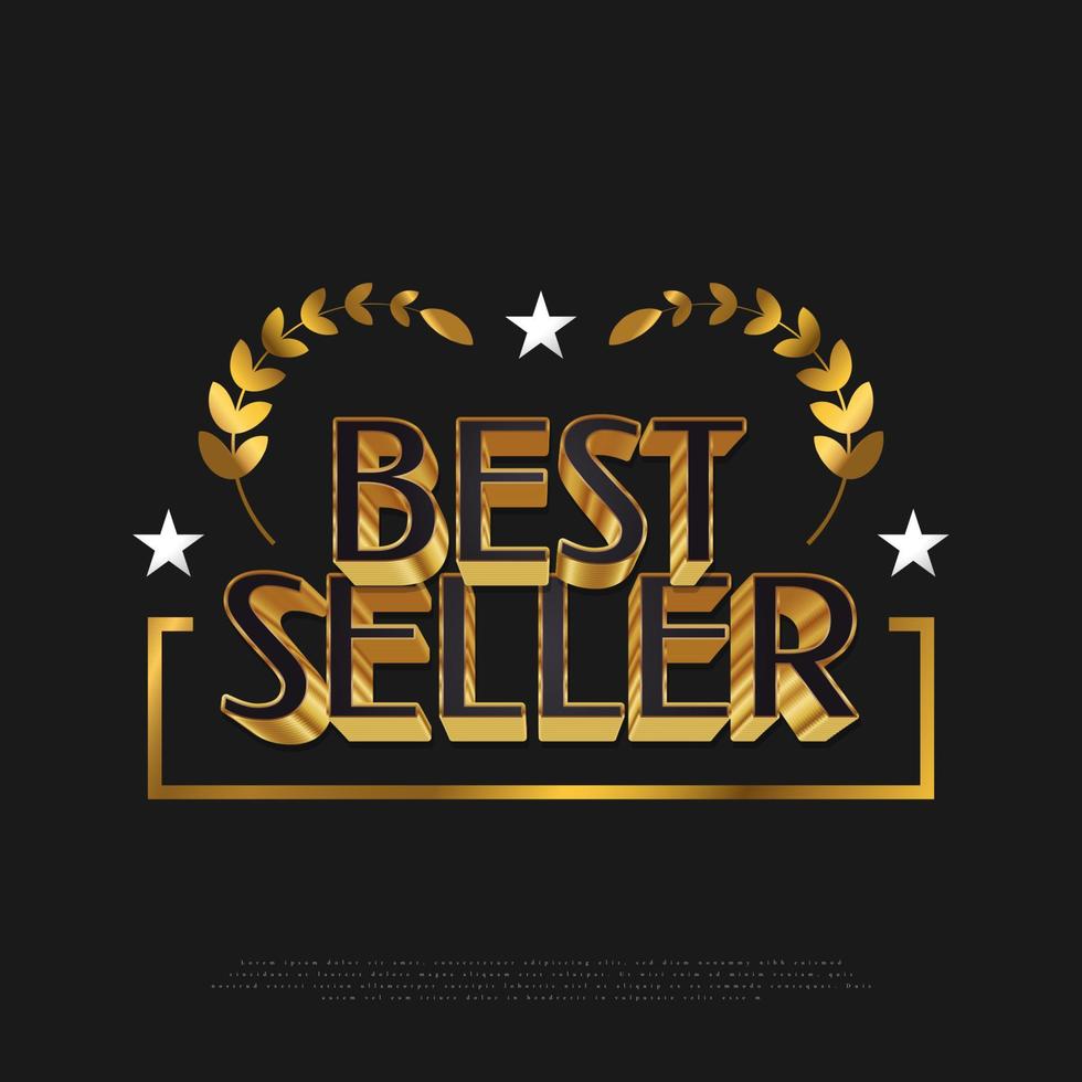 Elegant Best Seller Badge Design in Black and Gold Style. Certified product. Quality Badge or Emblem vector