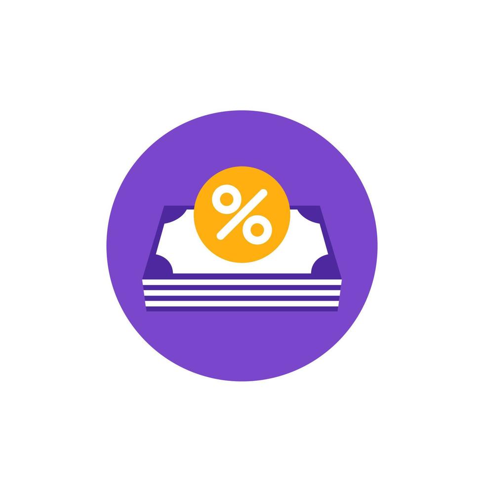 loan icon with money and percent vector
