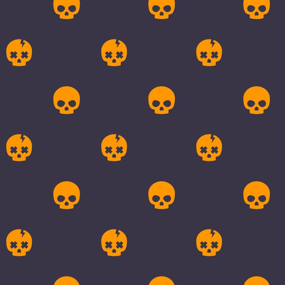 pattern with skulls, dark seamless halloween vector background
