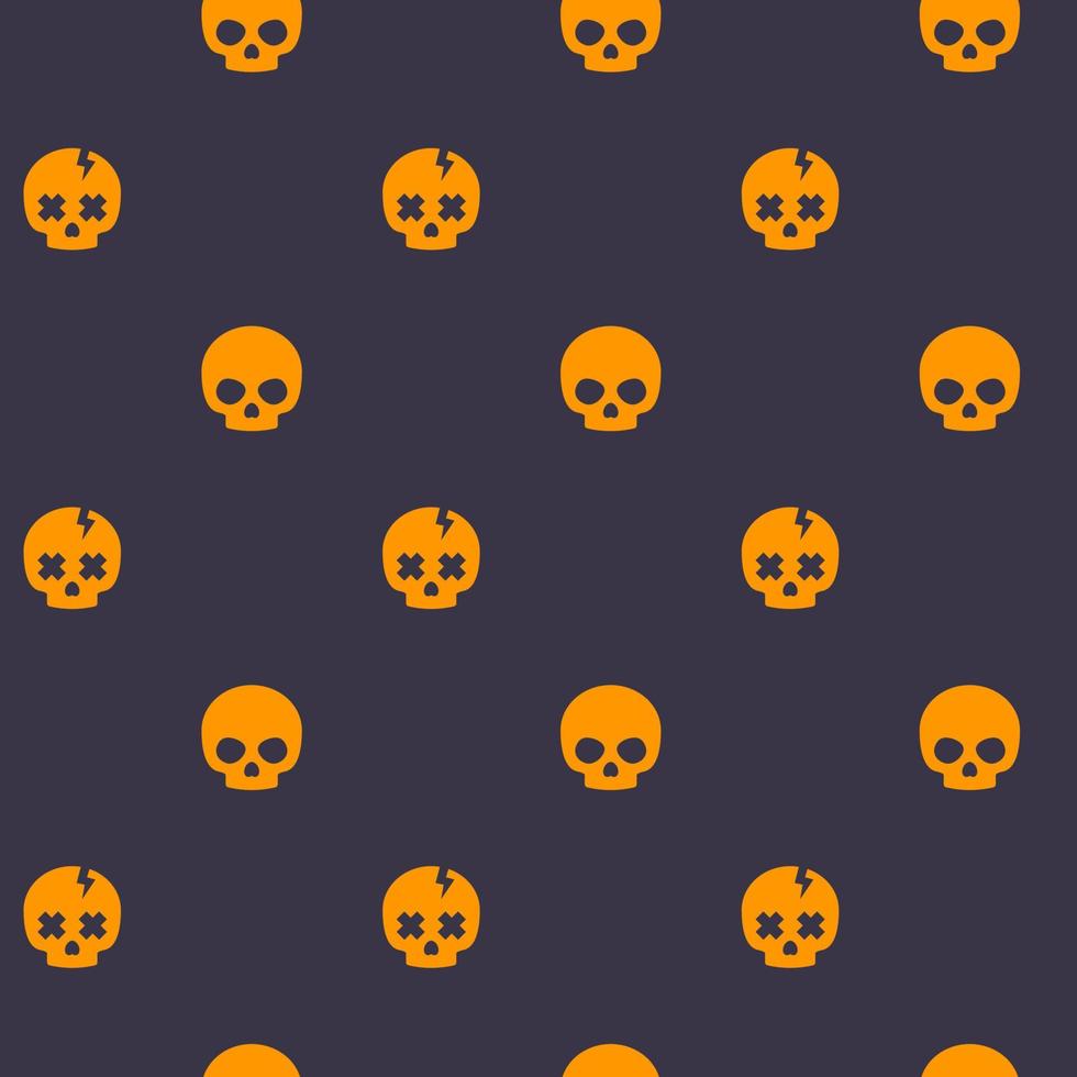 pattern with skulls, dark seamless halloween vector background