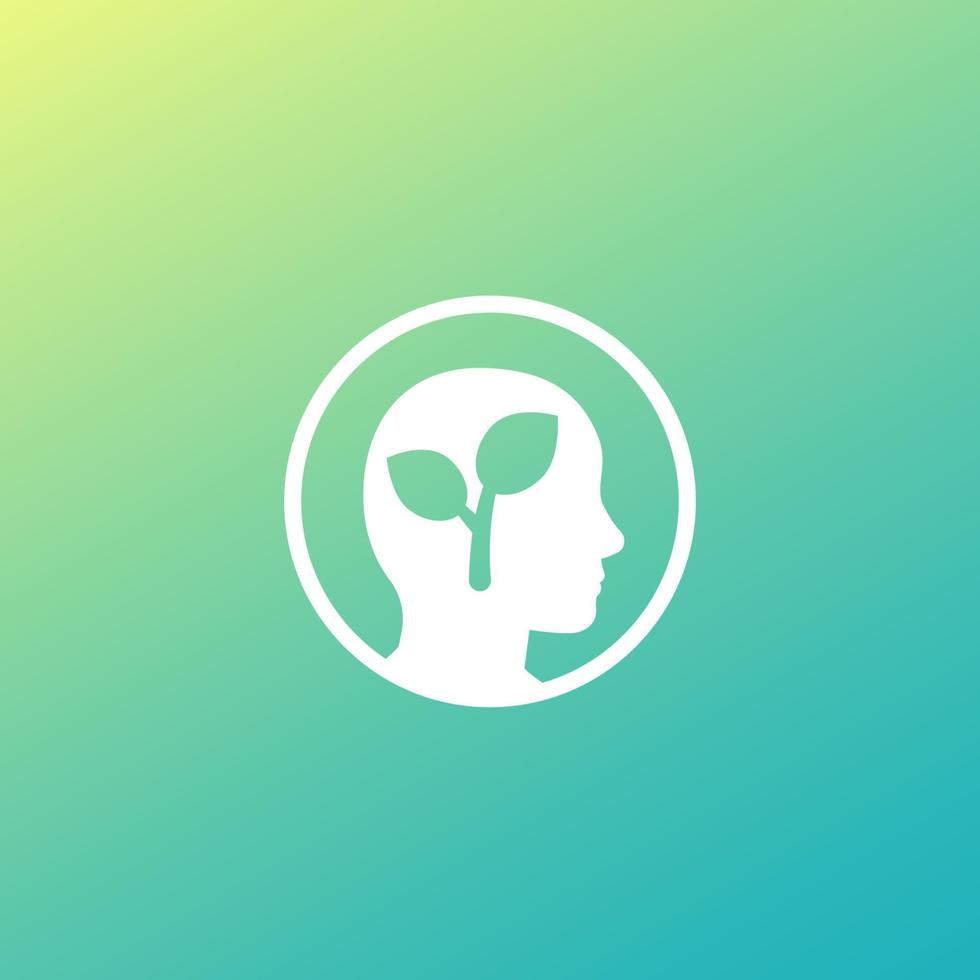 personal growth and development icon with head and plant vector