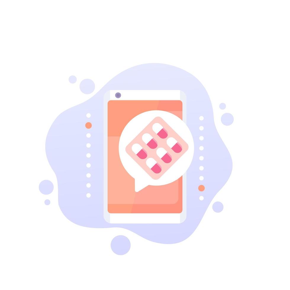 pill reminder app vector icon with phone