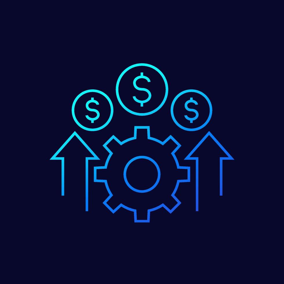 cost effective icon, financial efficiency linear vector