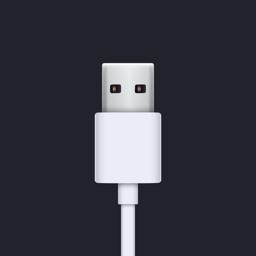 usb plug with white cable vector illustration