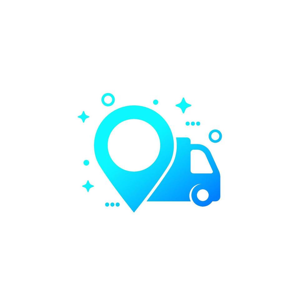 delivery icon with van and map pin vector