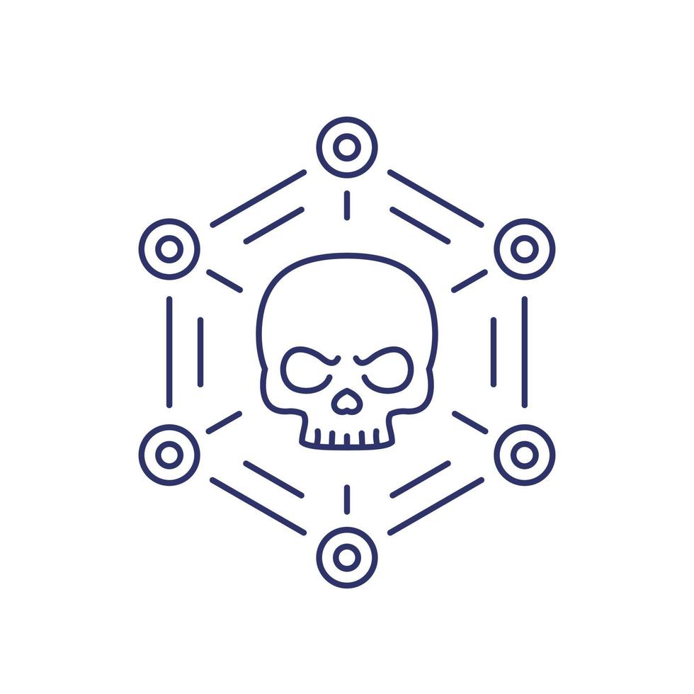 malware, cyber attack or virus line icon vector