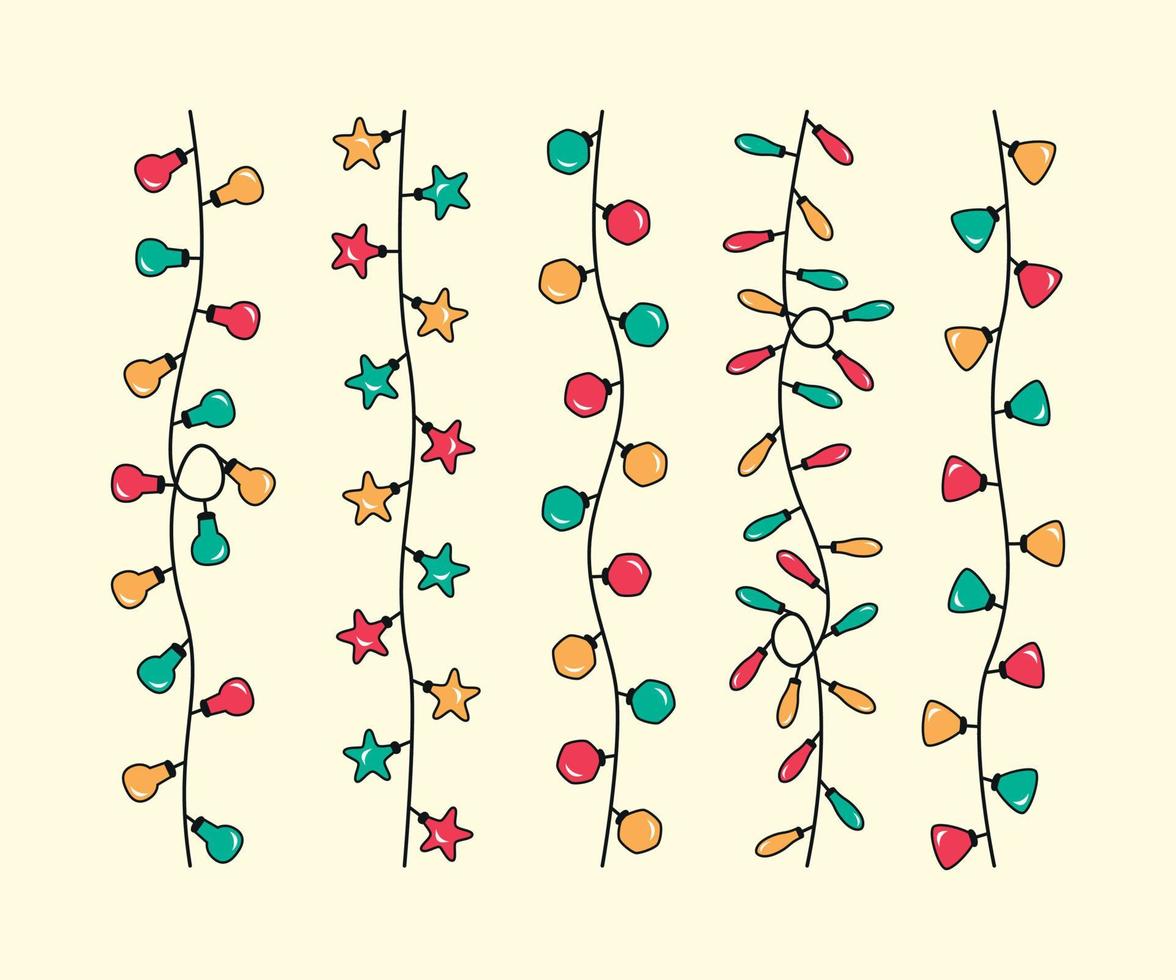 Collection of String Lights for the Christmas Decoration. vector