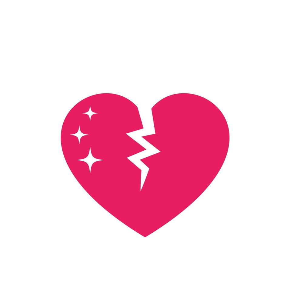 broken heart icon on white vector