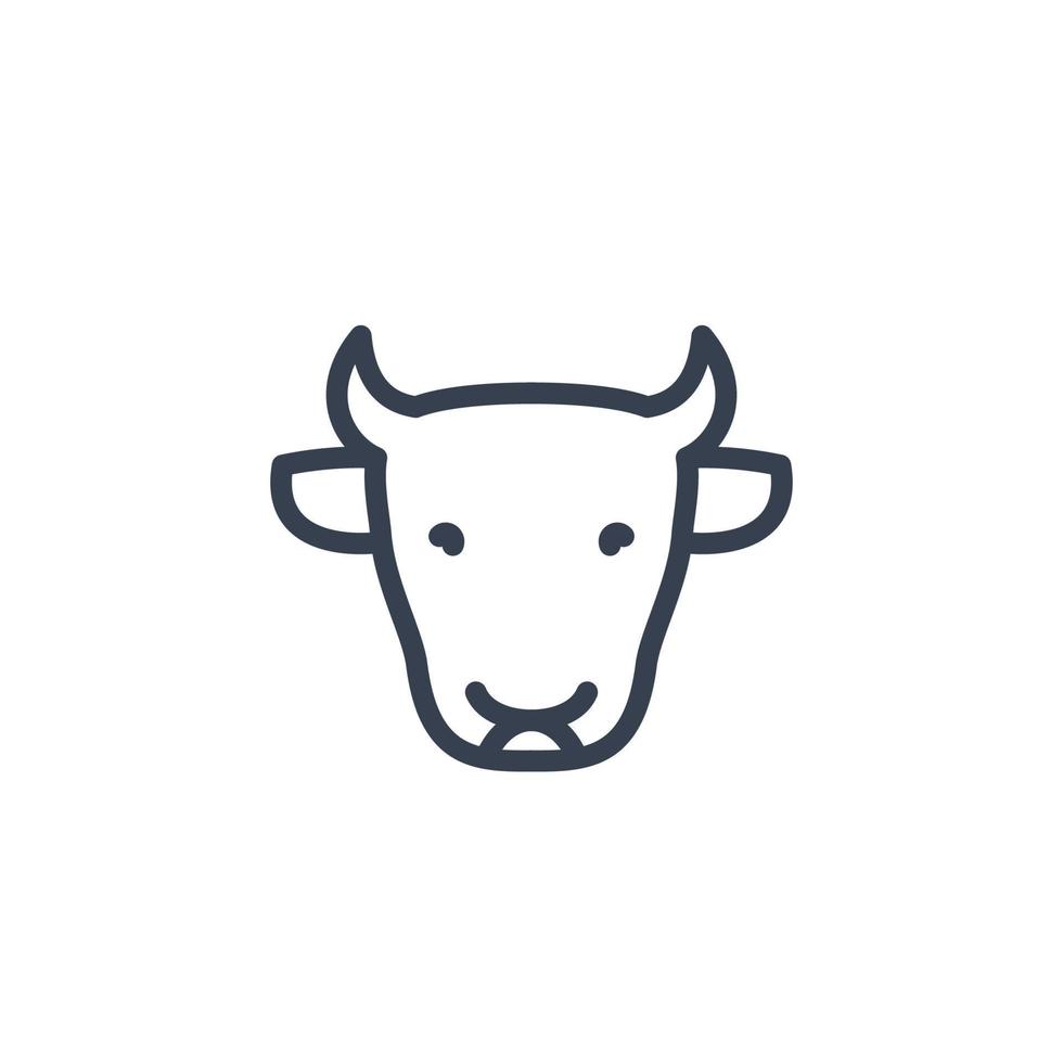 cattle icon, cow head front view, cattle farm linear sign vector