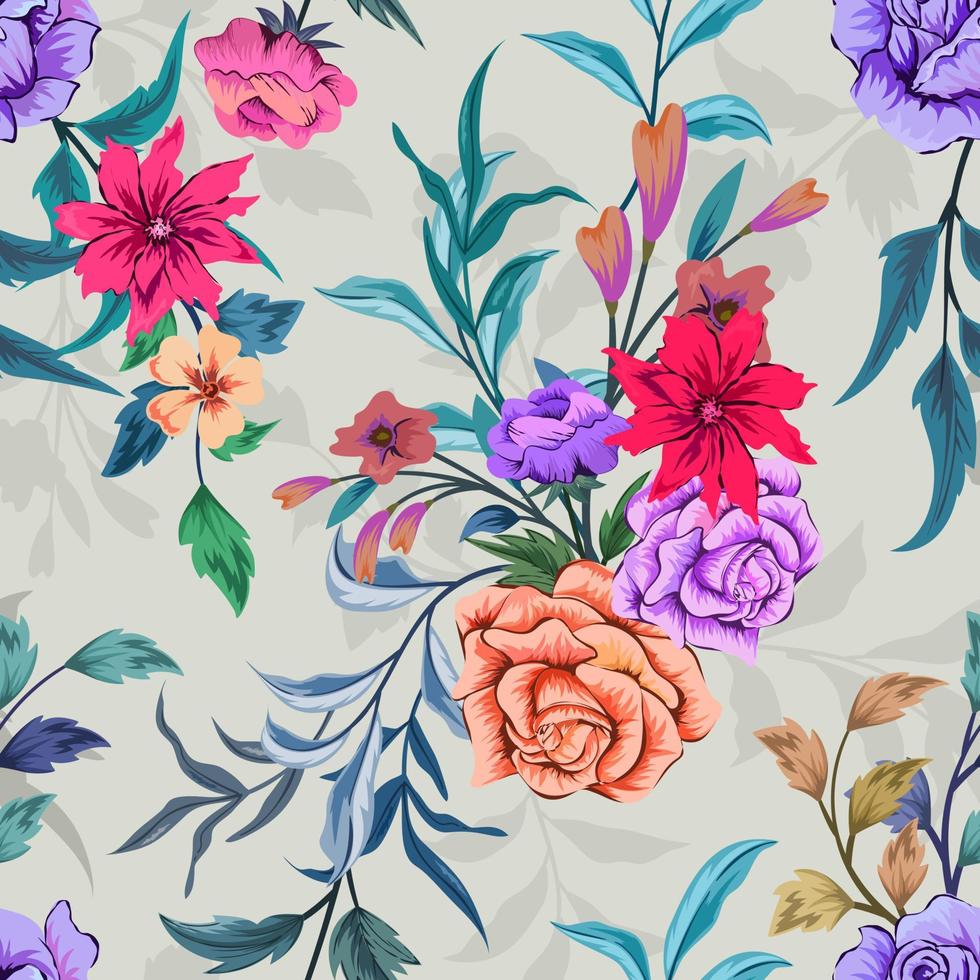 Elegant colorful seamless pattern with botanical floral design illustration vector