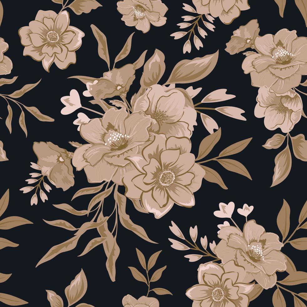 Classical seamless pattern with botanical floral design vector