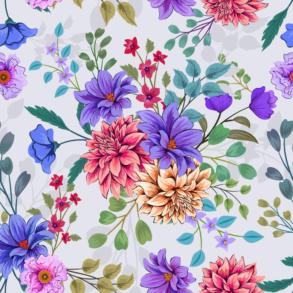Elegant colorful seamless pattern with botanical floral design illustration vector