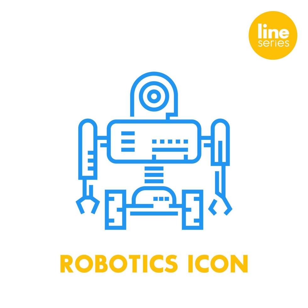 icono de línea de robótica, robot, ingeniería mecánica, ilustración vectorial vector