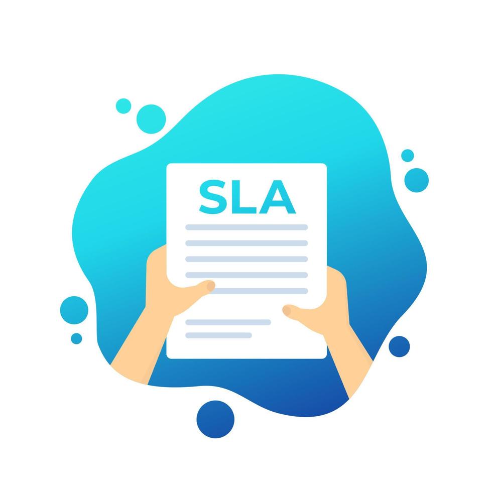 SLA, service level agreement in hands, vector