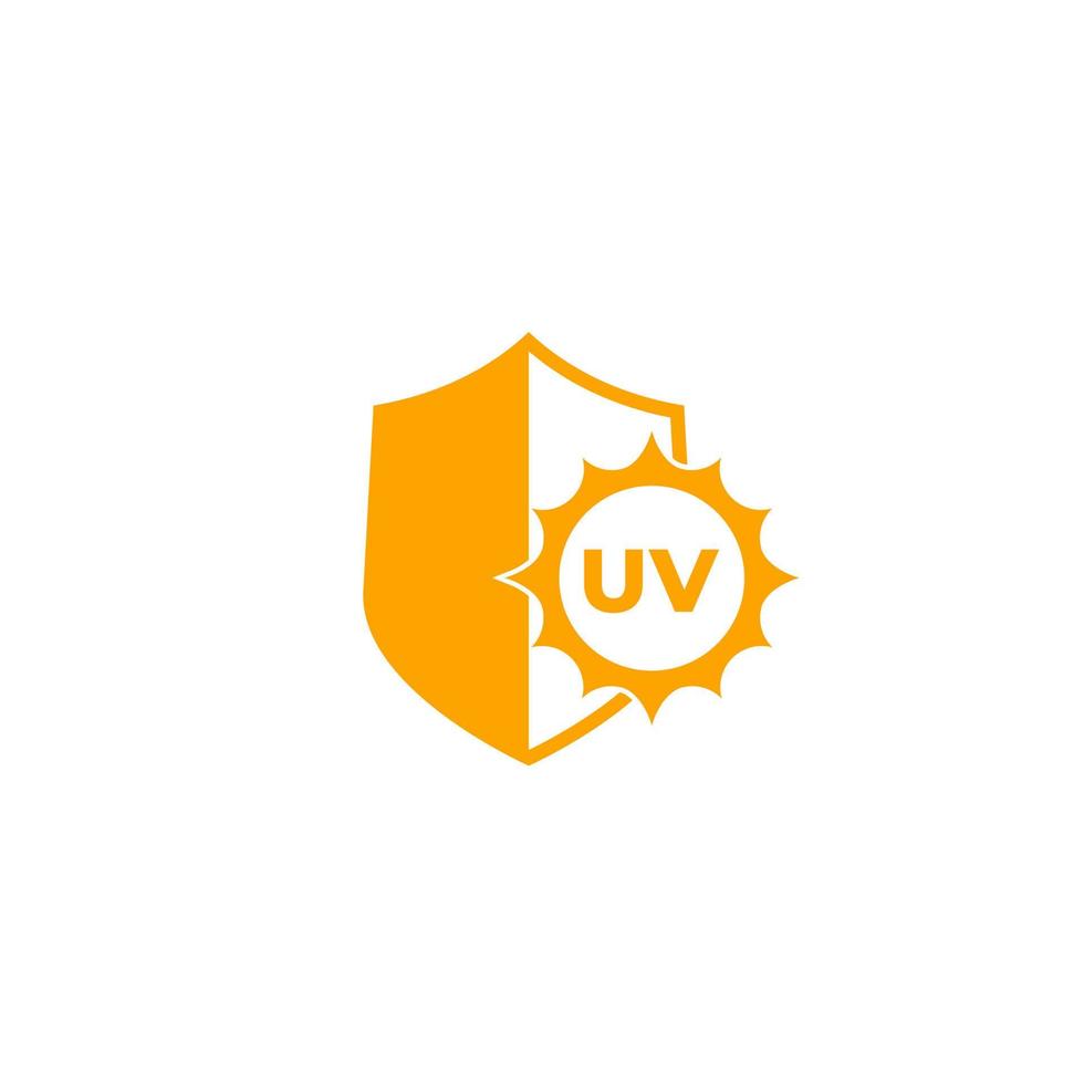 icono de protección uv con escudo y sol vector