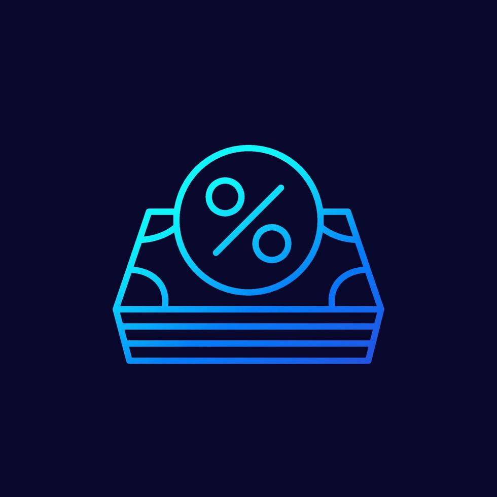 loan linear icon, money and percent vector
