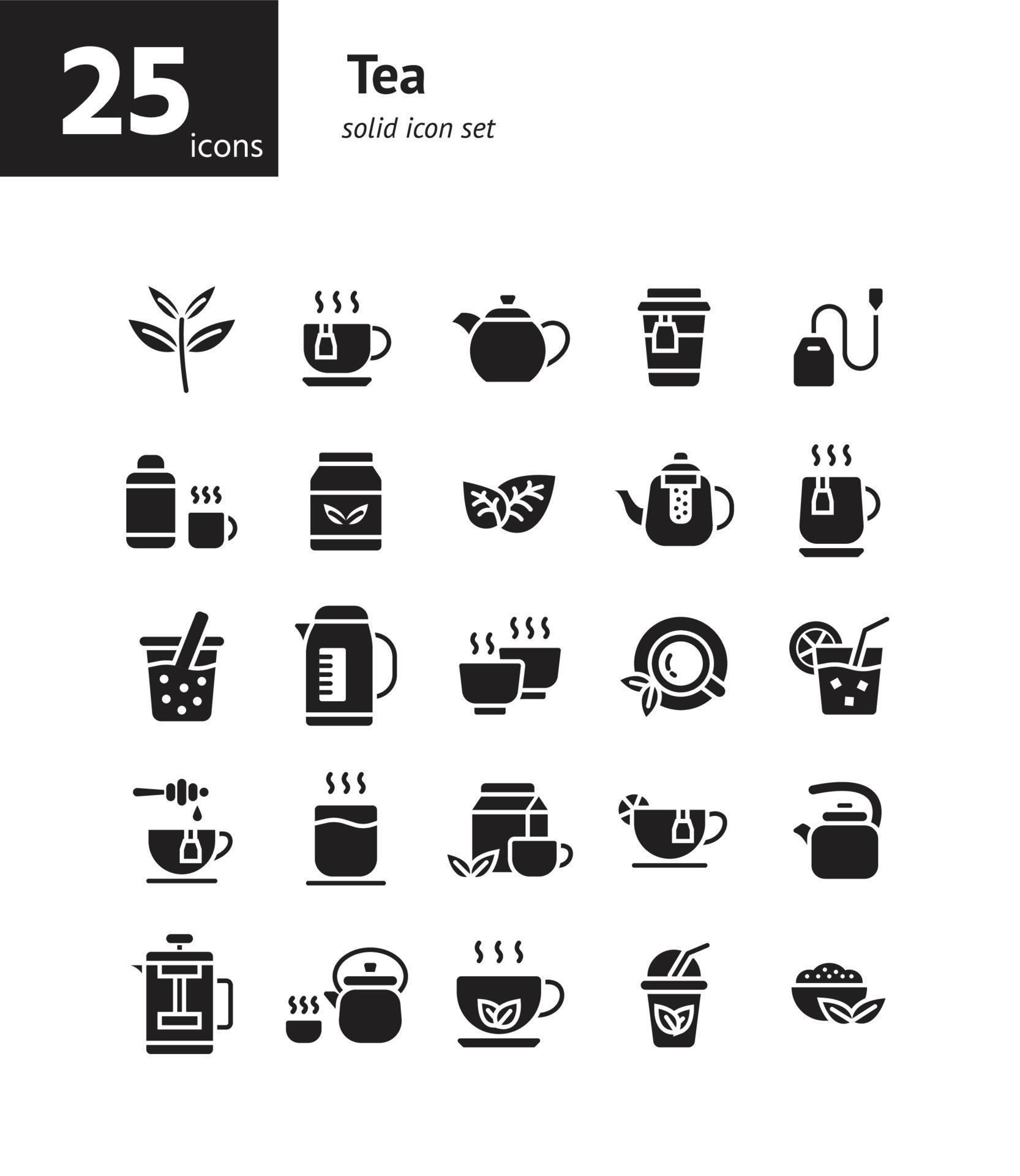 Tea solid icon set. 4395209 Vector Art at Vecteezy