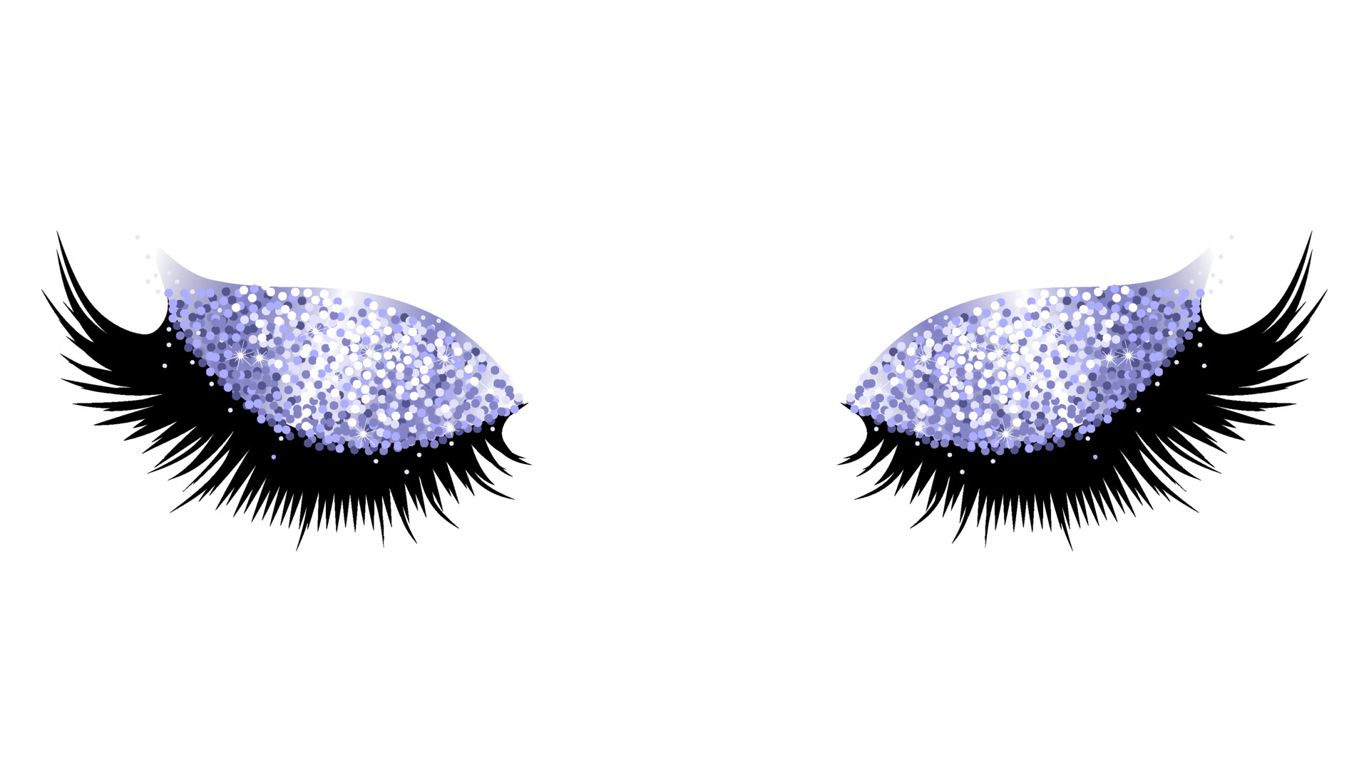 Women's fluffy eyelashes. Long lashes with sparkle glitter eyeshadow a