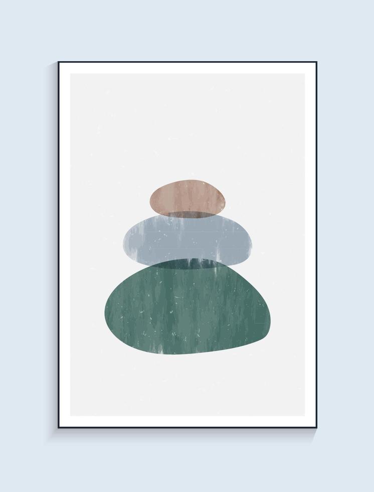 Minimalist wall art with rock balancing style vector