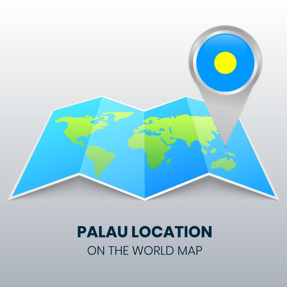 Location icon of Palau on the world map, Round pin icon of Palau vector