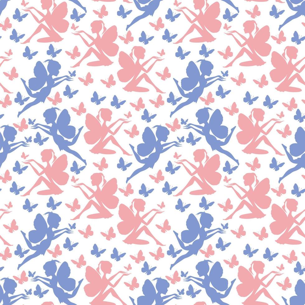 cute fairy and butterfly pattern vector