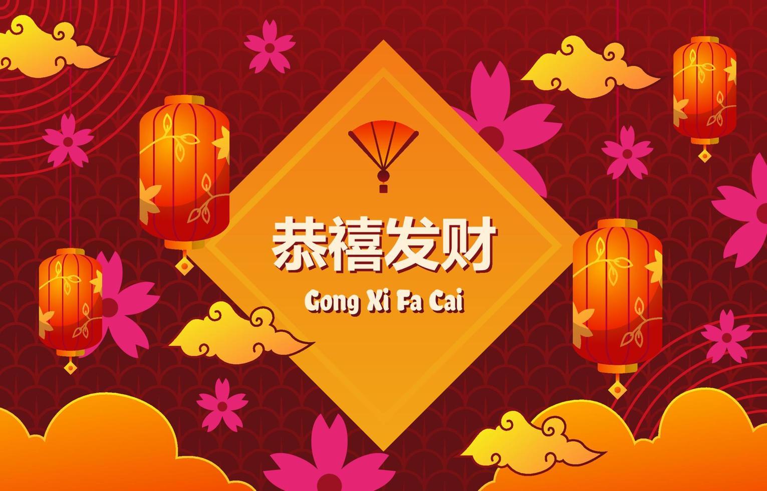 concepto de fondo de gong xi fa cai vector