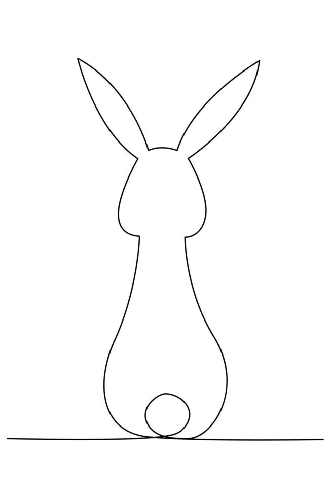 Easter bunny in a minimalist style with one line for a postcard, banner, design. vector