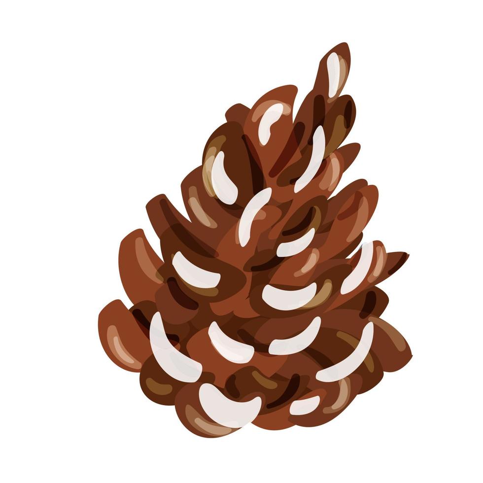 Pine tree cone branch Vector illustration. Christmas and New Year decor. Winter holidays design elements. Pine