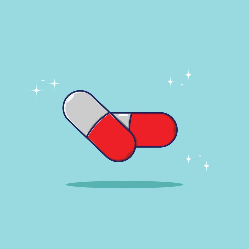 Medicine pill cartoon vector icon illustration