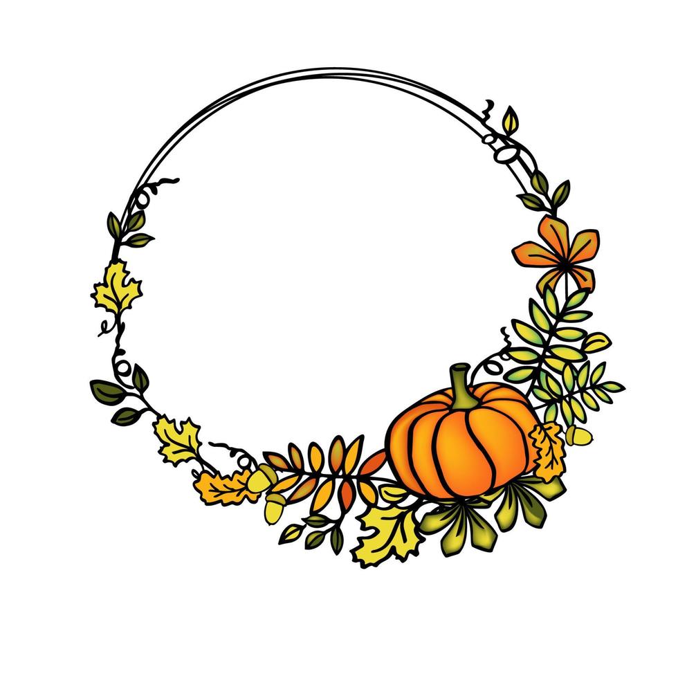 Thanksgivin decoration frame with pumpkins vector