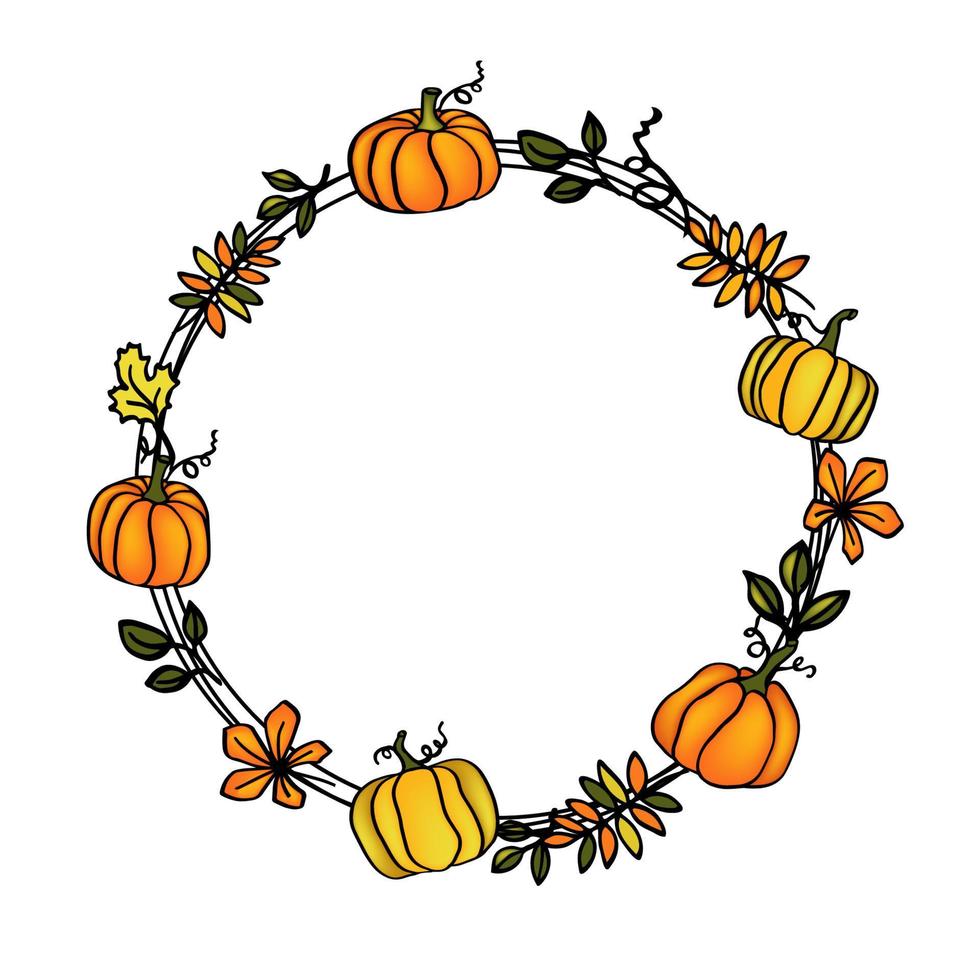 Thanksgivin decoration frame with pumpkins vector