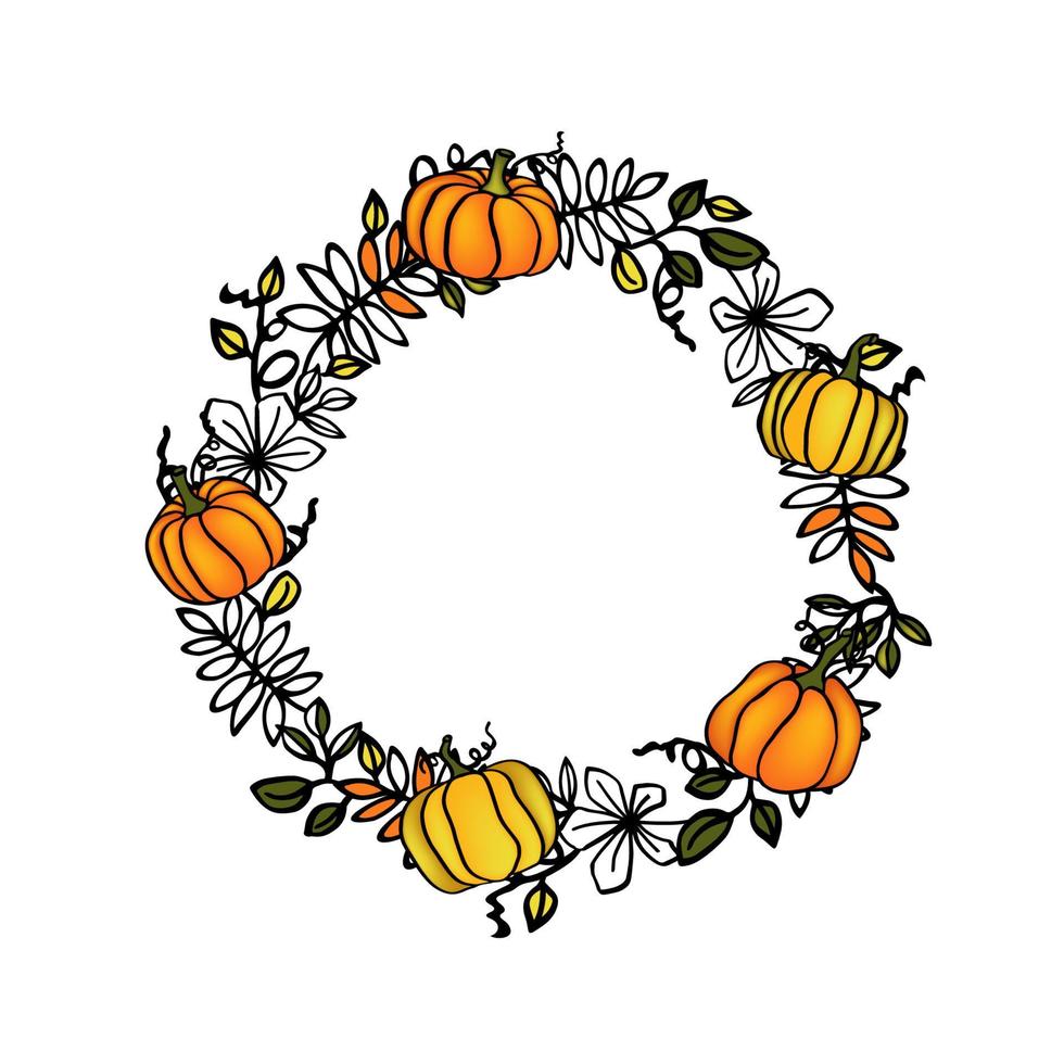 Thanksgivin decoration frame with pumpkins vector