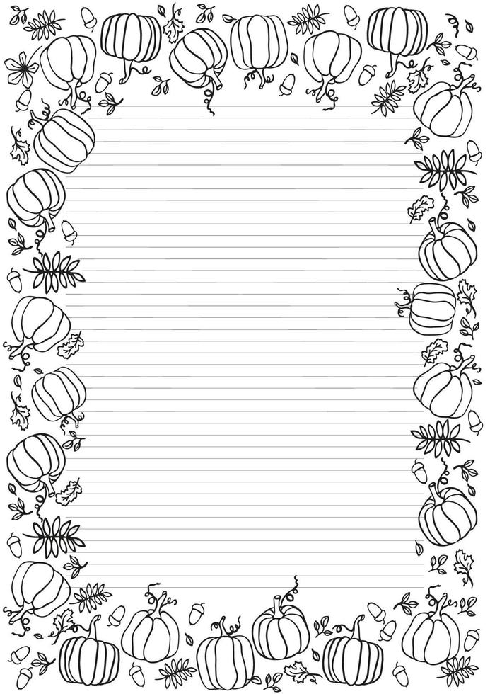 Autumne stationery or card template A4 format with pumpkins and leaves vector