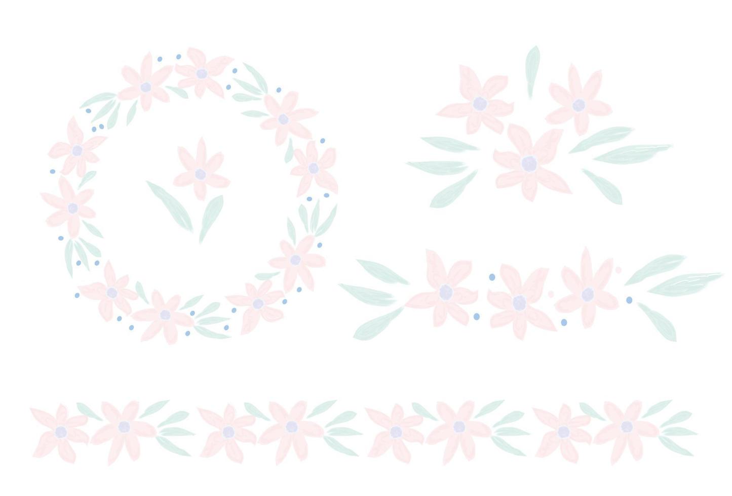 Flower delicate wreath and boarder clip art vector