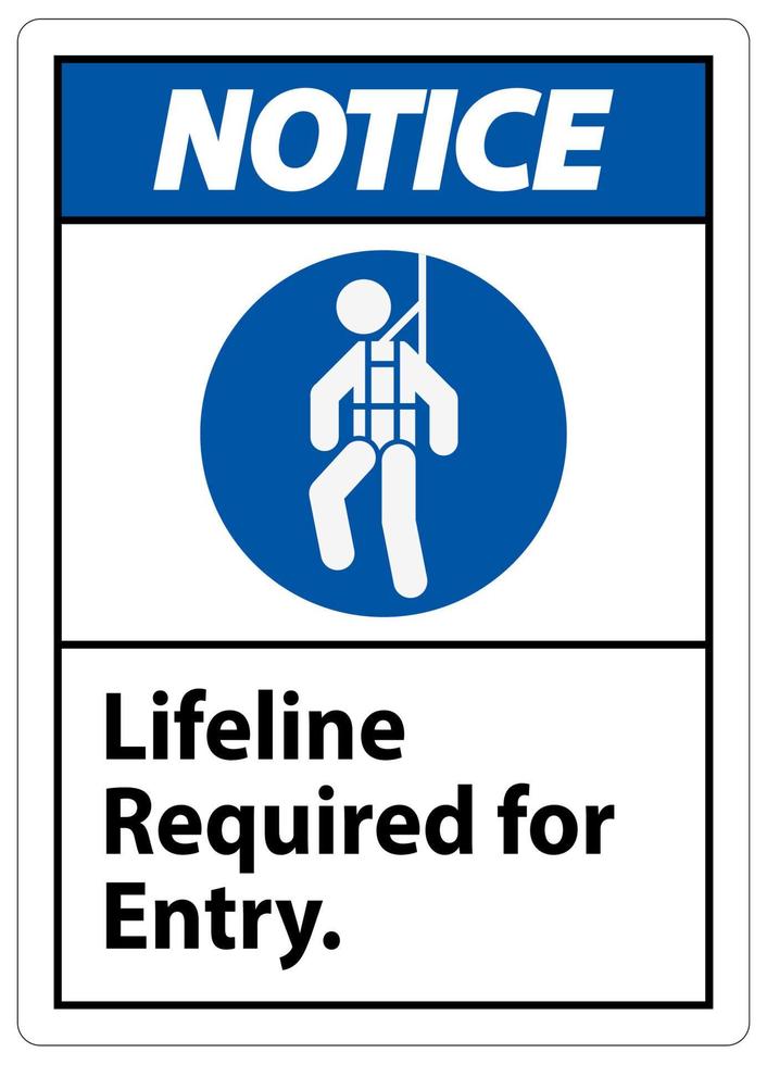 Warning Confined Space Sign Lifeline Required For Entry vector