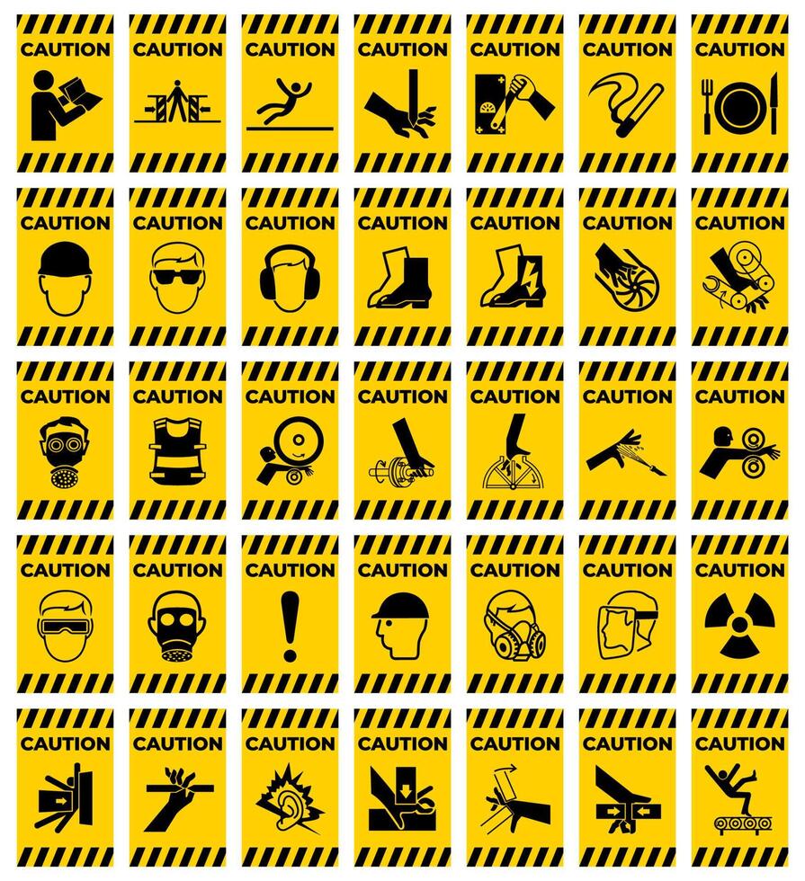 Set Caution Prohibition Sign Symbol on white background vector