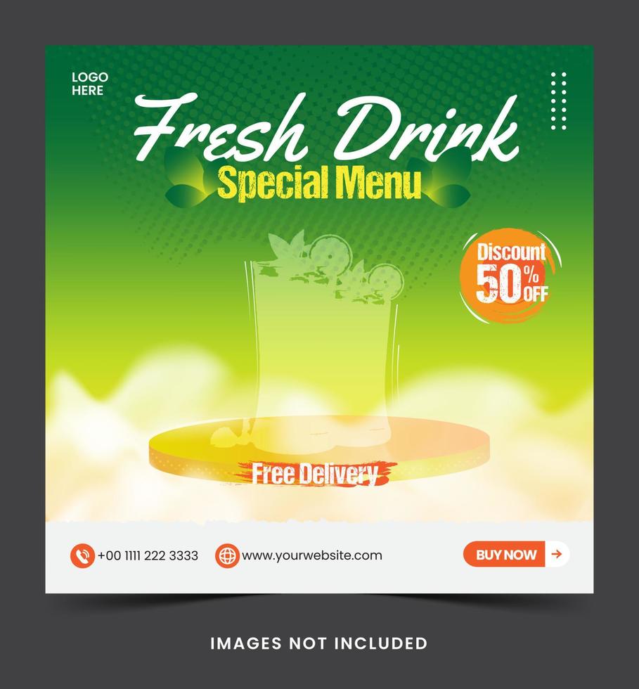 social media post post fresh drink template for  social media post advertising banner Premium free Vector