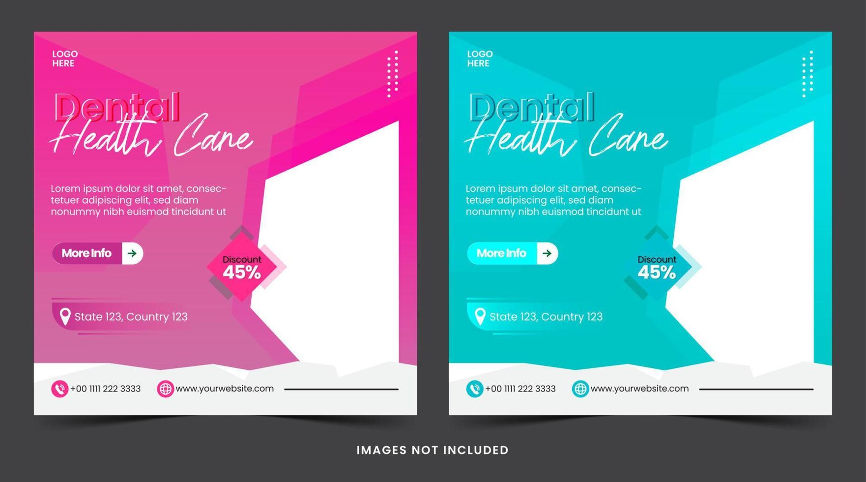 social media post dental template or Medical health banner post template with luxury elegant for social media banner post free vector