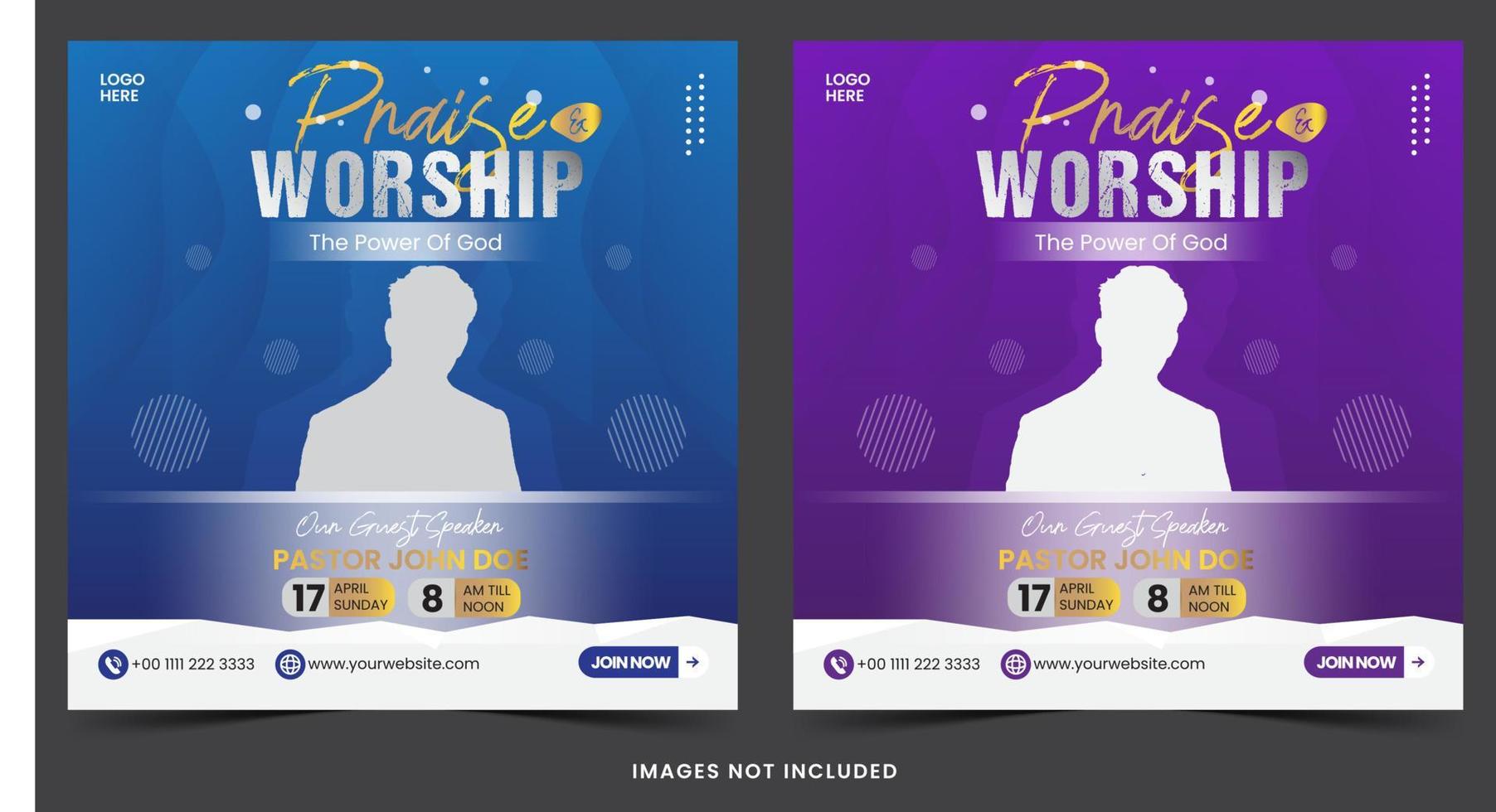 social media post church template with luxury ekegant for social media banner post vector