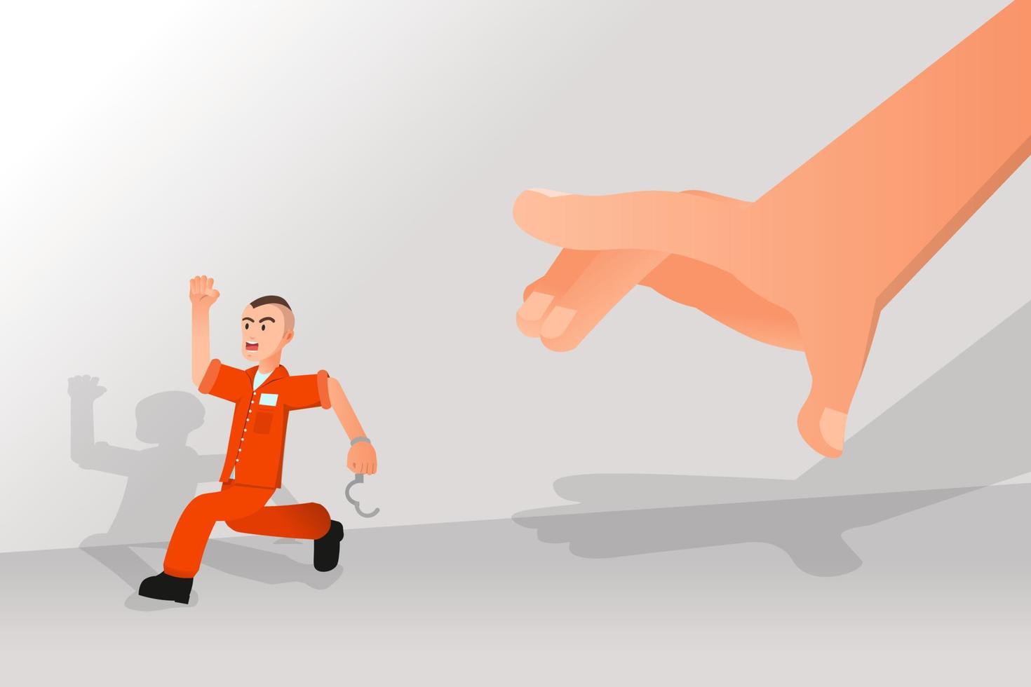 prisoner tried to escape from prison with the open cuffs vector