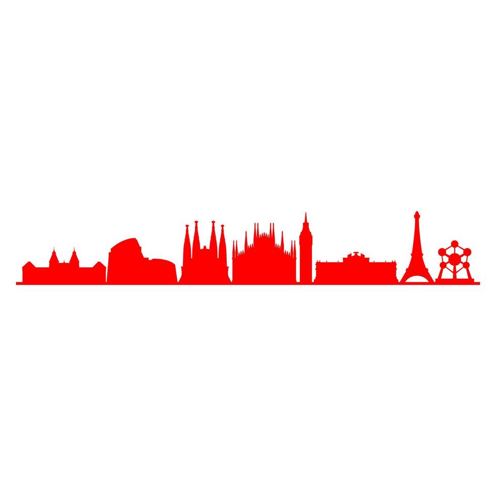 Europe skyline on white background vector