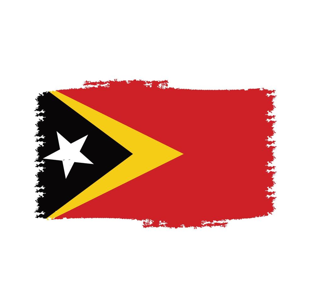 Timor Leste Flag With Watercolor Painted Brush vector