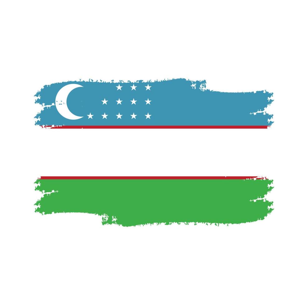 Uzbekistan Flag With Watercolor Painted Brush vector
