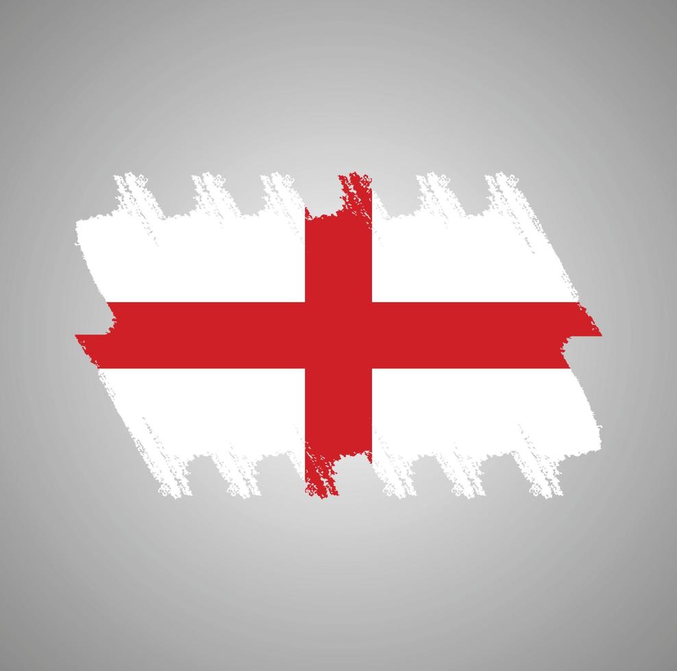 bandera de inglaterra con pincel pintado de acuarela vector